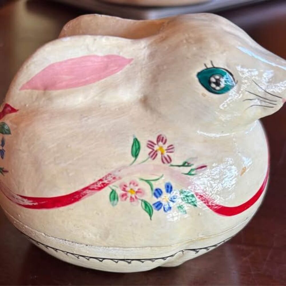 Antique, Lacquered, Hand painted , Bunny Box